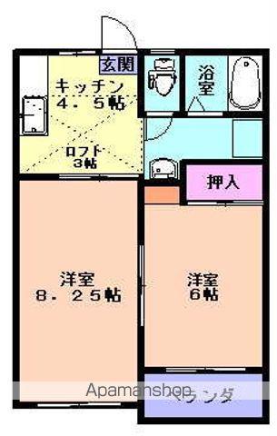 ハイムエスポワールE(2K/2階)の間取り写真