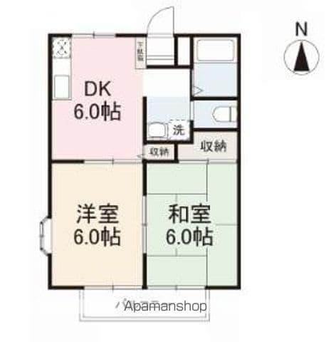 グリーンヒルズ玉藻Ⅰ(2DK/2階)の間取り写真