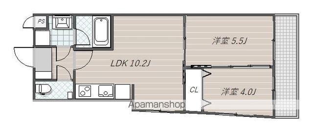 メルヴェーユ蘇我(2LDK/1階)の間取り写真