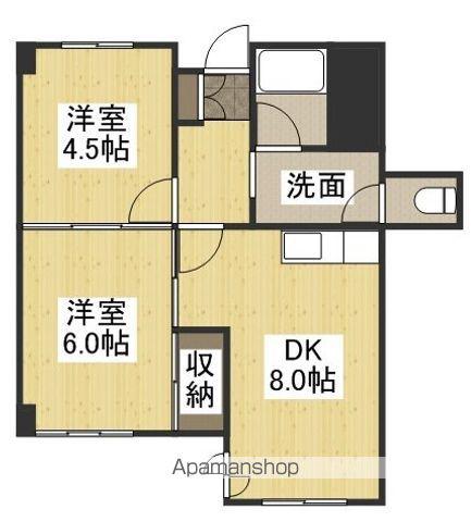 ラフィネヴィラ豊成(2DK/3階)の間取り写真