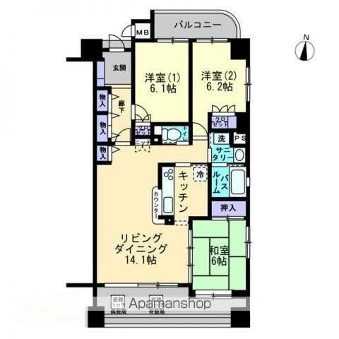 アルファステイツ松島町(3LDK/5階)の間取り写真
