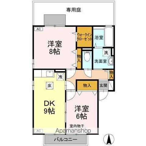 デュレボナールA(2DK/1階)の間取り写真