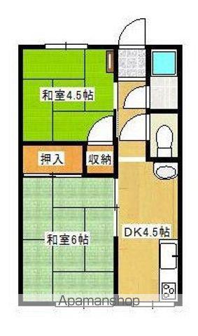 横田アパート(2K/2階)の間取り写真