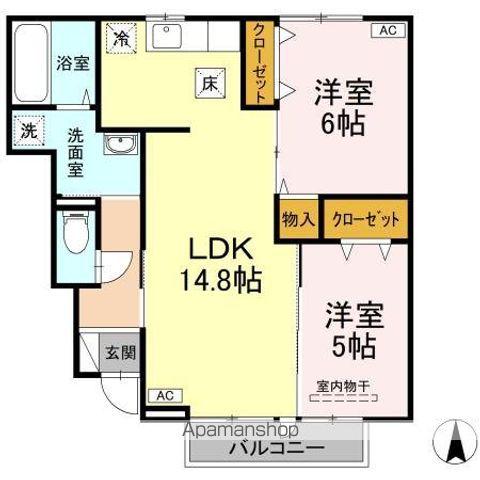 シェルセオン(2LDK/1階)の間取り写真
