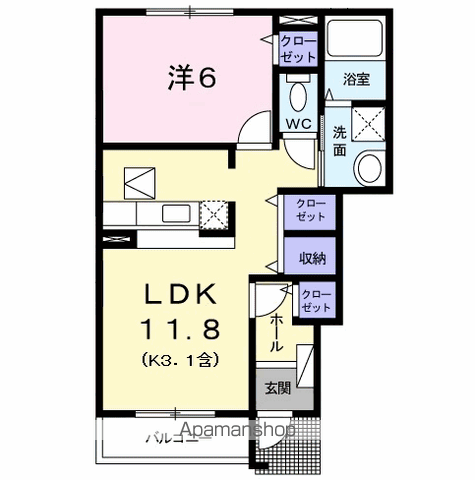 グランデ ストラーダA(1LDK/1階)の間取り写真