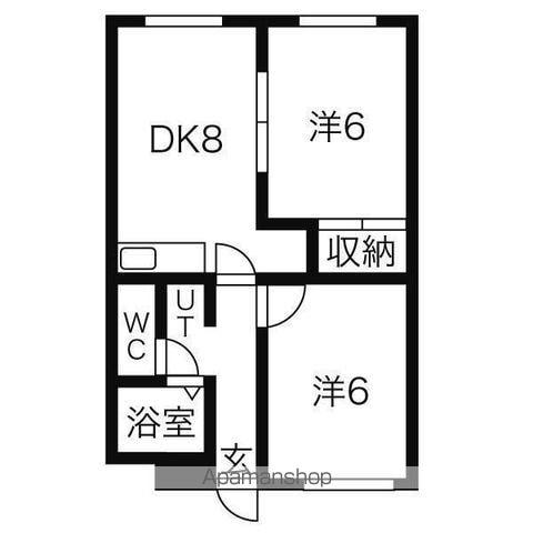 ラフォーレ新札幌A(2DK/2階)の間取り写真