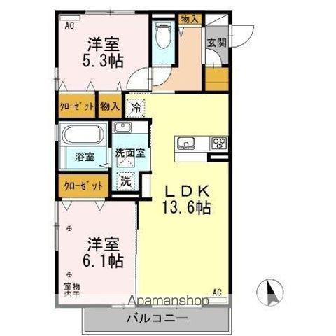 ラ・フェリーチェ(2LDK/1階)の間取り写真