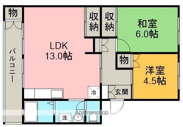 フラワリー霞ヶ関3号館(2LDK/5階)の間取り写真