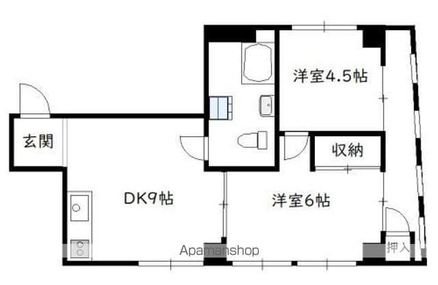 WINSHOME橘Ⅱ(2DK/4階)の間取り写真