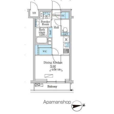 デュオフラッツ千歳船橋(1K/2階)の間取り写真