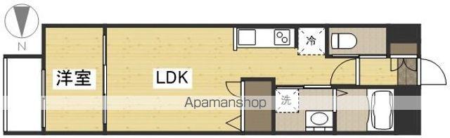 月光 岡山駅西口弐番館(1LDK/1階)の間取り写真