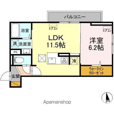 DーROOM弁天3丁目 C(1LDK/1階)の間取り写真