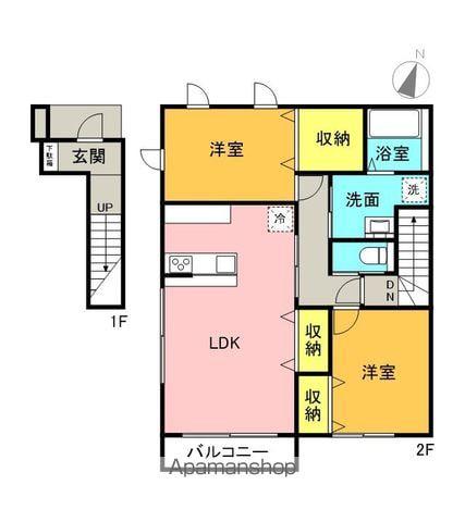 津森町アパートB(2LDK/1階)の間取り写真