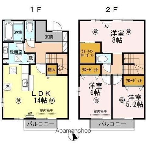 イムウッド山の手 A棟(3LDK)の間取り写真