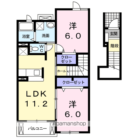 ル・シエル(2LDK/2階)の間取り写真