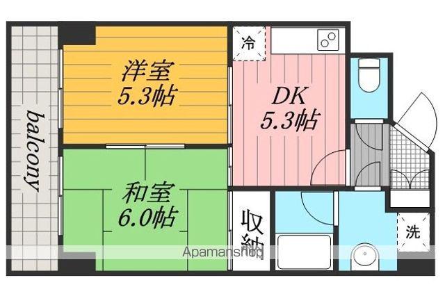 エコーピア(2DK/8階)の間取り写真