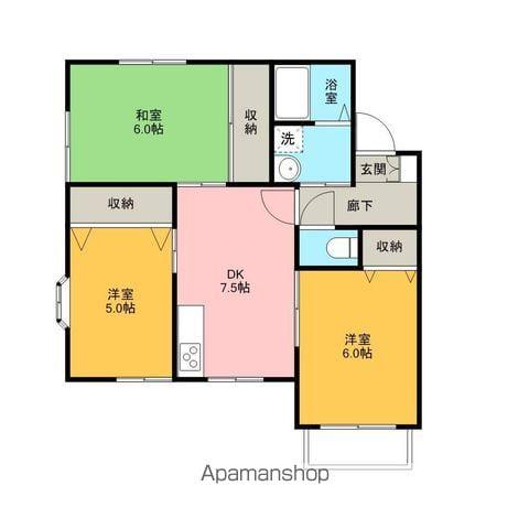 ルーミー甲府32号館(3DK/2階)の間取り写真