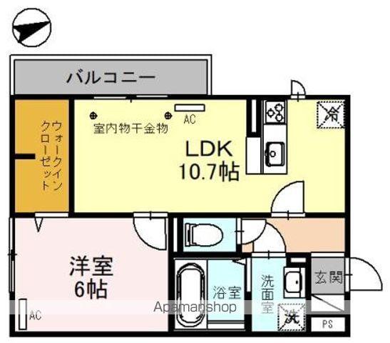 福井鉄道福武線 水落駅 徒歩10分 3階建 築4年(1LDK/2階)の間取り写真