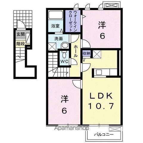 ルースデラプレッソⅢ(2LDK/2階)の間取り写真