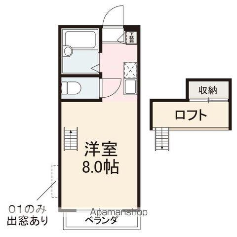ソフィールⅡ(ワンルーム/2階)の間取り写真