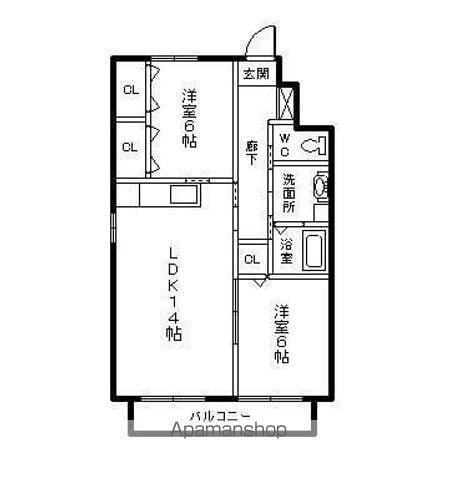 アクアハイツⅠ(2LDK/1階)の間取り写真