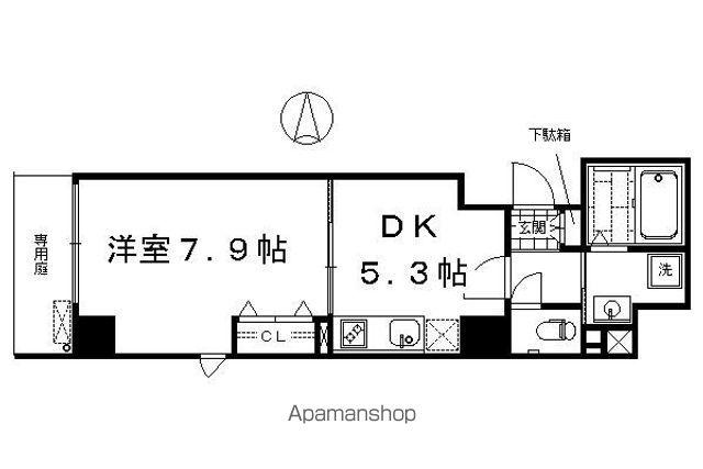 アスヴェル京都西七条(1DK/1階)の間取り写真