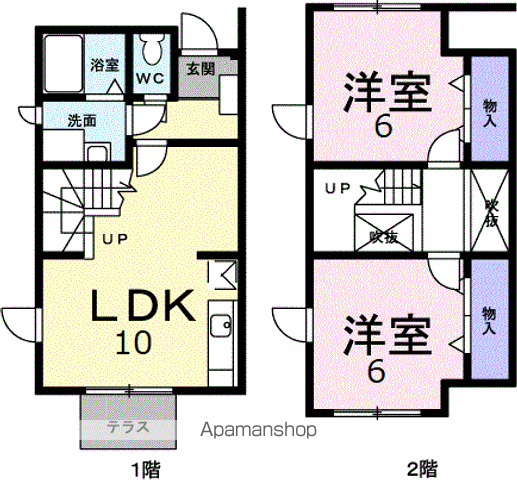 BARROW(2LDK/1階)の間取り写真