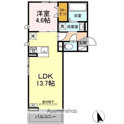 スカイハイ天神町(1LDK/2階)の間取り写真