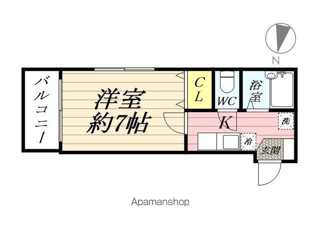 スリーオーク(1K/1階)の間取り写真
