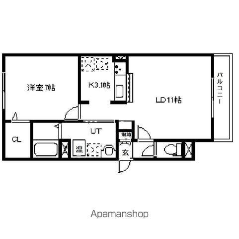 ル・コフレ517西棟(1LDK/2階)の間取り写真