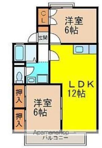 セジュールミニヨン(2LDK/2階)の間取り写真