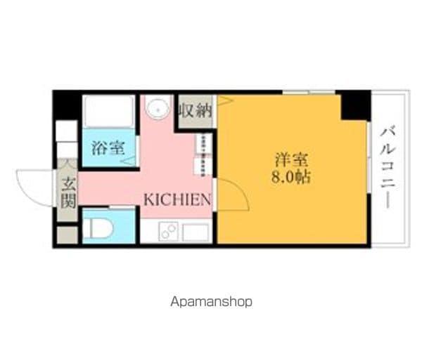 アヴァンドール熊取(1K/2階)の間取り写真