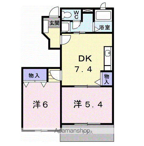 エクセレント・ヴィラC(2DK/1階)の間取り写真