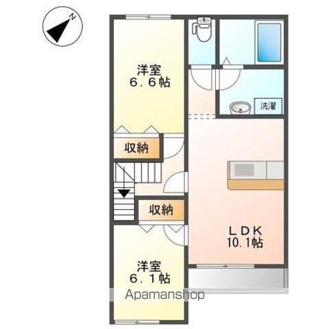 フローラルコートDS(2LDK/2階)の間取り写真