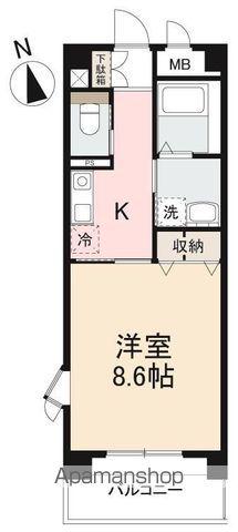 SQUAREKITA(1K/6階)の間取り写真