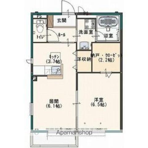 大間々パナハイツ(1LDK/2階)の間取り写真
