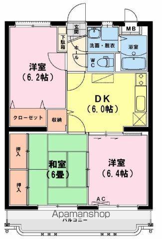 ユーミーいちまるⅠ(3DK/1階)の間取り写真