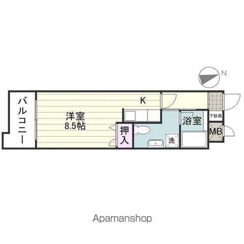ブーゲンヒルズ(ワンルーム/2階)の間取り写真