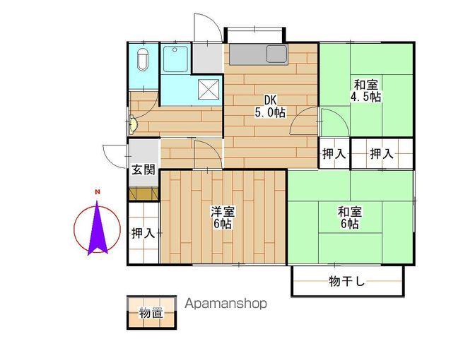 中央本線 甲府駅 徒歩52分 1階建 築56年(3DK)の間取り写真