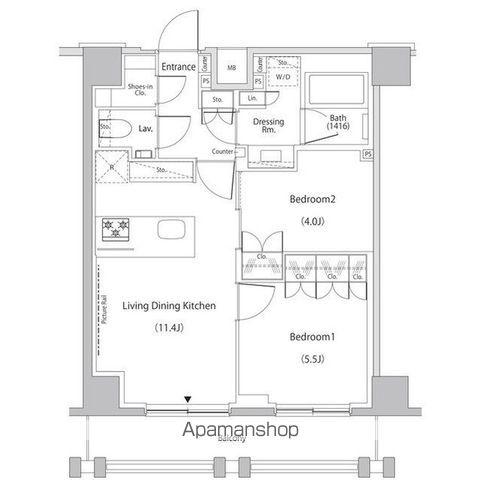 ザ・パークハビオ文京江戸川橋(2LDK/10階)の間取り写真