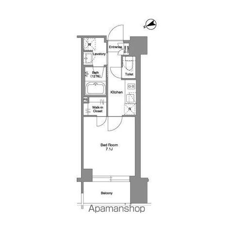 ザ・ケンジントン・レジデンス芝浦(1K/2階)の間取り写真