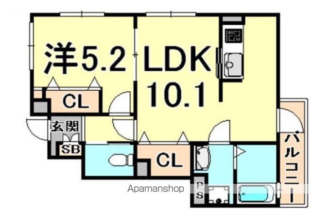 フォレストメゾン門戸(1LDK/1階)の間取り写真