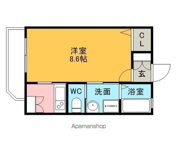 名鉄瀬戸線 旭前駅 徒歩3分 3階建 築22年(1K/1階)の間取り写真