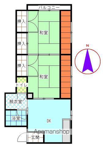 第八ゆりコーポ(2DK/2階)の間取り写真