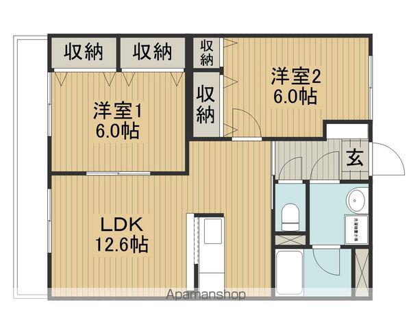 マンションボンジュール(2LDK/1階)の間取り写真