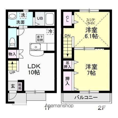 フォンターナEST・III(2LDK/2階)の間取り写真