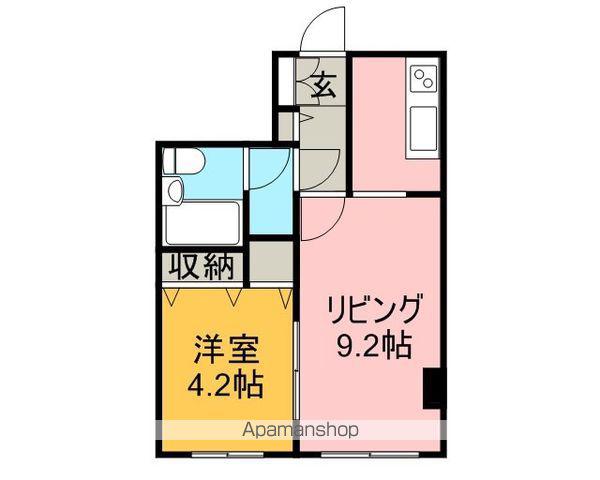 ライオンズマンション植物園第2(1DK/4階)の間取り写真
