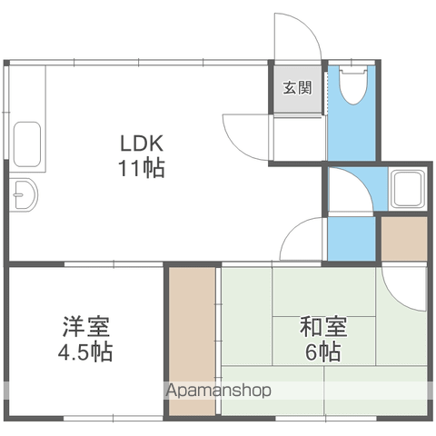 発寒ハイツ(2LDK/1階)の間取り写真