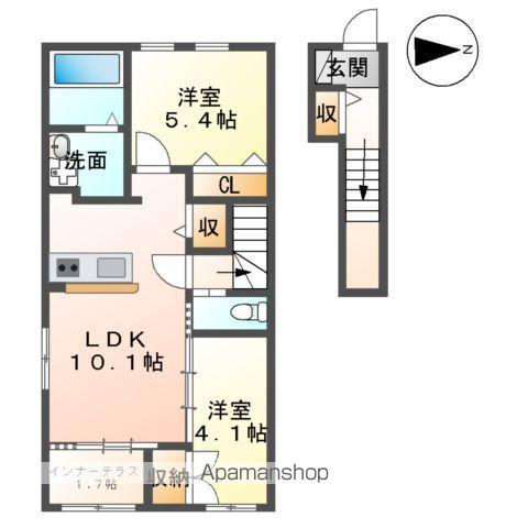 プリーモⅡ(2LDK/2階)の間取り写真