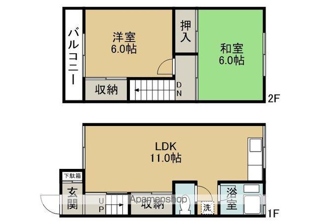 コーポ中由(2LDK/2階)の間取り写真